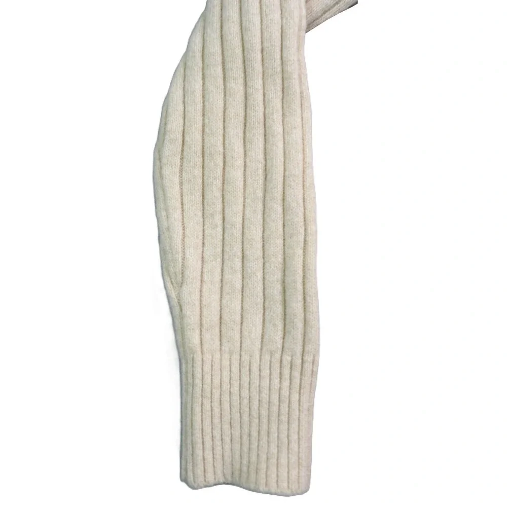 VTG Banana Republic Sweater Men M Ivory Wool Blend Ribbed Btn Mock Neck 90s Knit